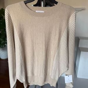 Autumn Skye Beige Striped Dolman Sleeve Crewneck Sweater New‎ With Tags
